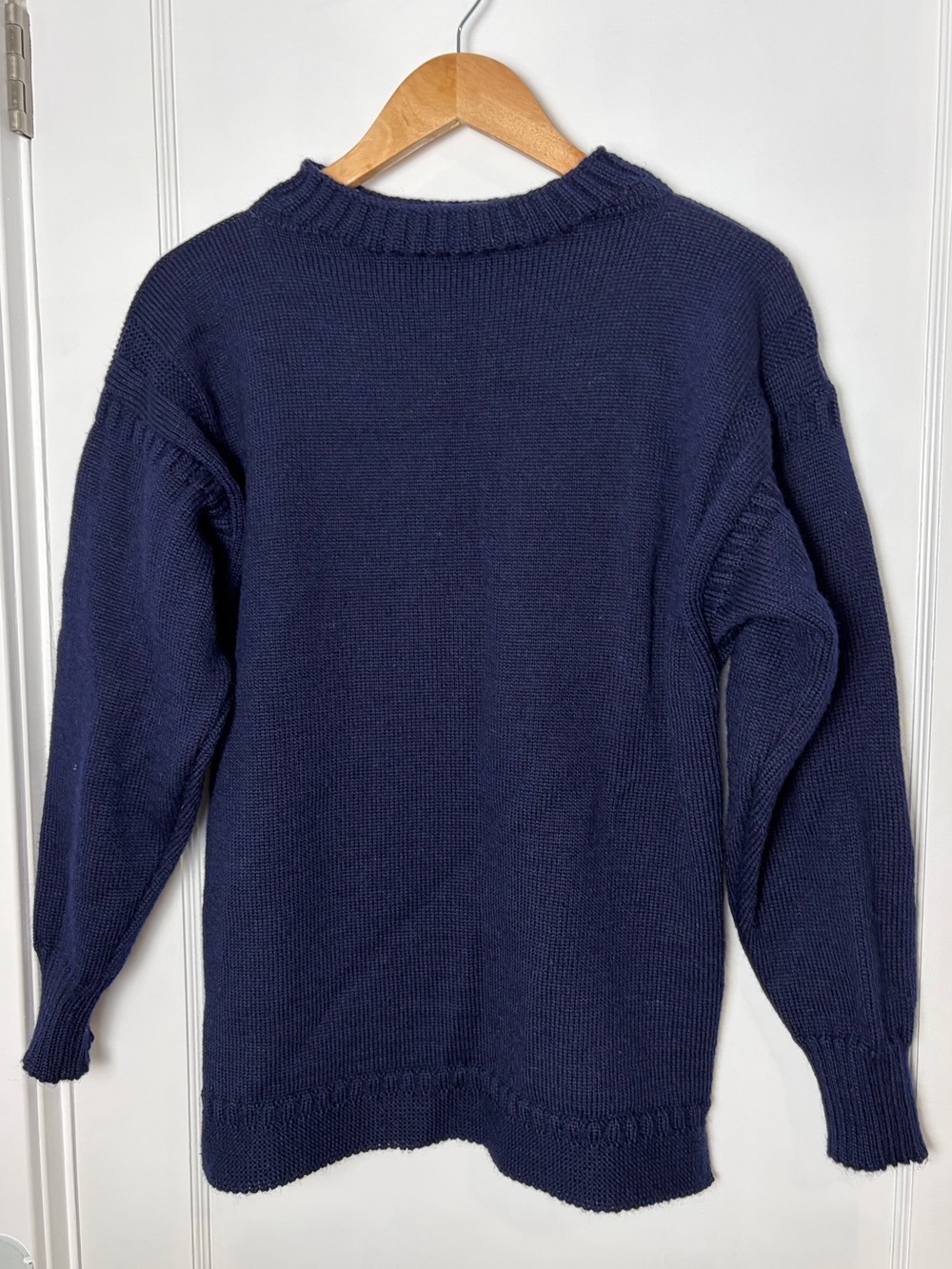 Guernsey Woollens Men's Navy Knit Wool fisherman Sweater
